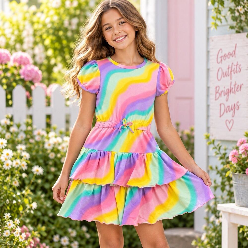 American Girl Summer’s Rainbow Swirl Dress for Girls (GOTY 2025) Medium 10 12